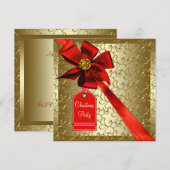 Rode Goud Bedrijfs Kerstfeest Kaart (Voorkant / Achterkant)