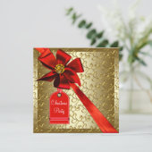 Rode Goud Bedrijfs Kerstfeest Kaart (Staand voorkant)