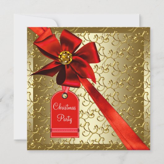 Rode Goud Bedrijfs Kerstfeest Kaart (Voorkant)