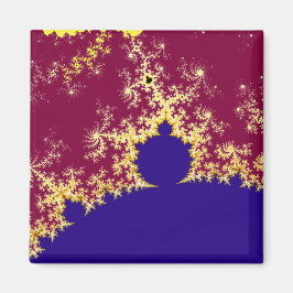 Rode goud en blauwe mandelbrot fractal magneet