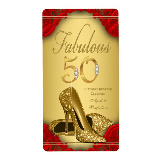 Rode Goud Fabulous 50 Wijnfleslabels Etiket (Voorkant)