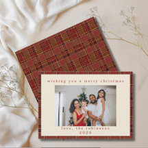 Rode Goud Gingham Plaid Aangepaste Foto Kerstmis