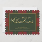 Rode Goud Groene Merry Tartan Kerstkaart (Voorkant)
