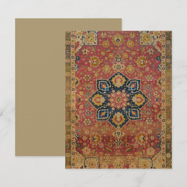Rode Goud Kashan Tapijt Perzisch Aziatisch (Voorkant / Achterkant)