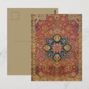 Rode Goud Kashan Tapijt Perzisch Aziatisch Briefkaart