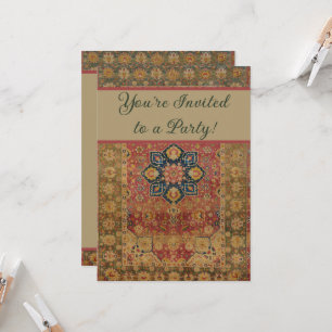 Rode Goud Kashan Tapijt Perzisch Aziatisch Kaart