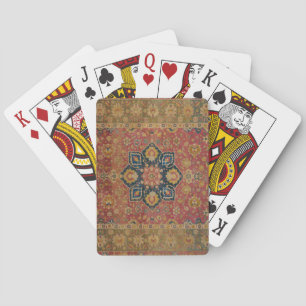 Rode Goud Kashan Tapijt Perzisch Aziatisch Pokerkaarten