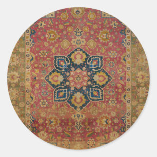 Rode Goud Kashan Tapijt Perzisch Aziatisch Ronde Sticker