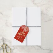 Rode Goud Moderne Elegante Kerst Botanisch Cadeaulabel (Met Touw)