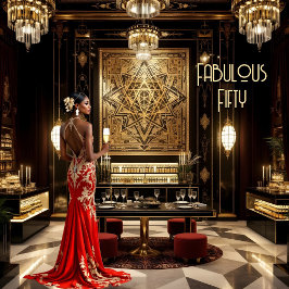 Rode Goud Prachtige Art deco Kamer Etnische Vrouw Kaart