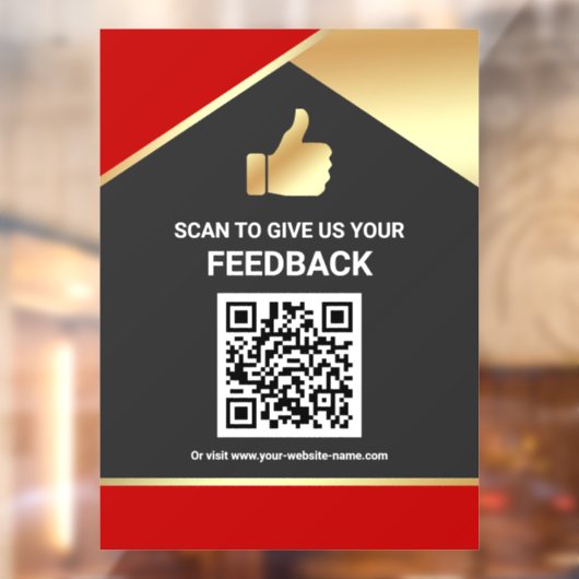 Rode Goud QR Code Klantfeedback Beoordeling Raamsticker (Vel 2)