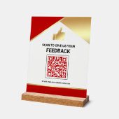 Rode Goud QR-code Klantfeedback Review Acryl Bord (Hoek)