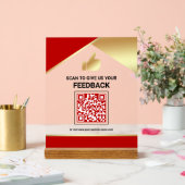 Rode Goud QR-code Klantfeedback Review Acryl Bord (Huwelijk)