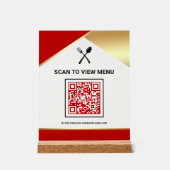 Rode Goud Restaurant Digitaal QR Code Menu Acryl Bord (Voorkant)