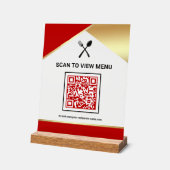 Rode Goud Restaurant Digitaal QR Code Menu Acryl Bord (Hoek)
