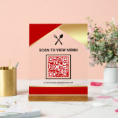 Rode Goud Restaurant Digitaal QR Code Menu Acryl Bord (Huwelijk)