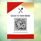 Rode Goud Restaurant Digitaal QR Code Menu Raamsticker (Vel 3)