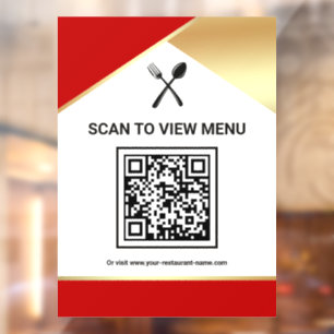 Rode Goud Restaurant Digitaal QR Code Menu Raamsticker