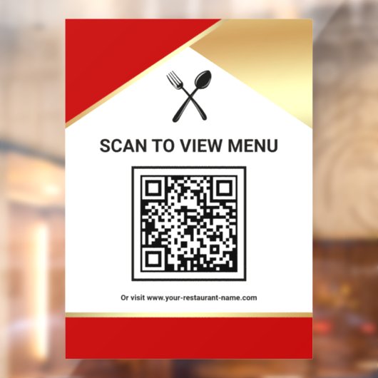 Rode Goud Restaurant Digitaal QR Code Menu Raamsticker (Vel 2)