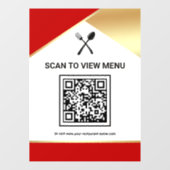 Rode Goud Restaurant Digitaal QR Code Menu Raamsticker (Vel)