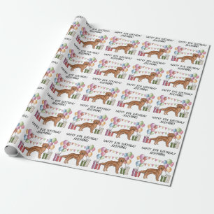 Rode Goud Retriever Hond Kleurrijke Pastel Verjaar Cadeaupapier