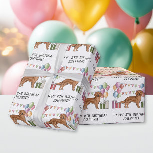 Rode Goud Retriever Hond Kleurrijke Pastel Verjaar Cadeaupapier