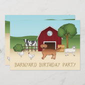 Rode Goud Retriever Op Een Boerderij - Verjaardags Kaart (Voorkant / Achterkant)