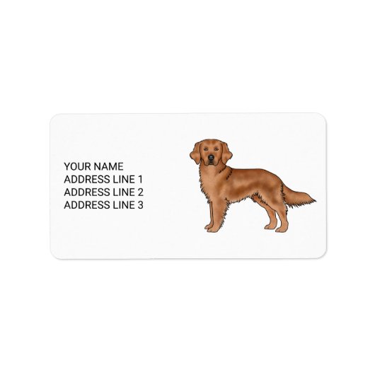 Rode Goud Retriever Schattige Hond Met Aangepaste Etiket (Voorkant)