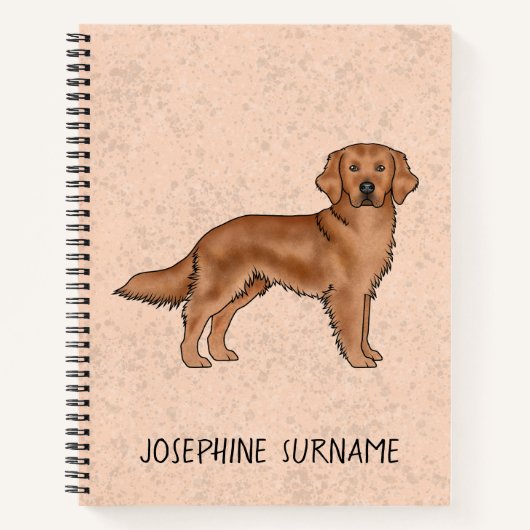 Rode Goud Retriever Schattige Hond Met Aangepaste Notitieboek (Voorkant)