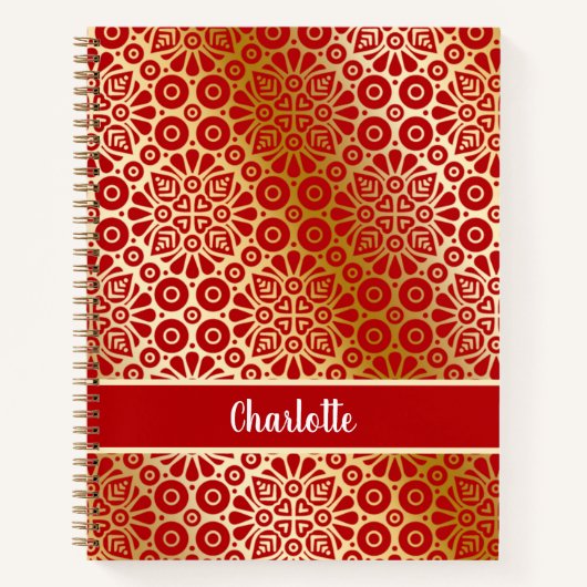 Rode goud script naam luxe notitieboek (Voorkant)