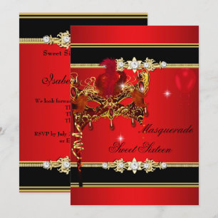 Rode Goud Sweet Sixteen Sweet 16 Masquerade 2 Kaart