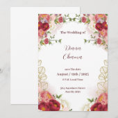 Rode Goud Waterverf Bloem Save The Date Uitnodigin Kaart (Voorkant / Achterkant)