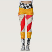 Rode Goud Witte Leggingen Leggings (Voorkant)