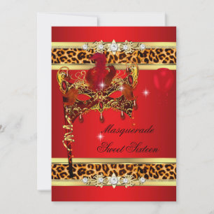Rode Goud Zoete Zestien Sweet 16 Masquerade Luipaa Kaart