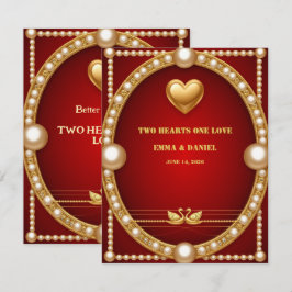 Rode Goud Zwaan Bruidspaar Decoratie 💍 RSVP Kaartje