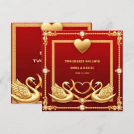 Rode Goud Zwaan Bruidspaar Decoratie 💍 Save The Date