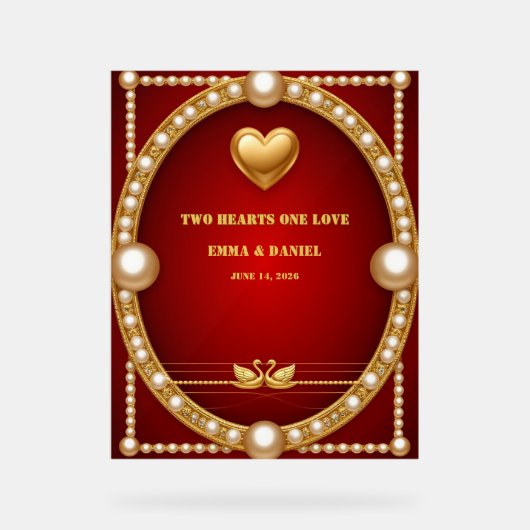 Rode Goud Zwaan Bruiloft Couple Decoratie 💍 (Voorkant)