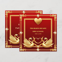 Rode Goud Zwaan Bruiloft Couple Decoratie 💍