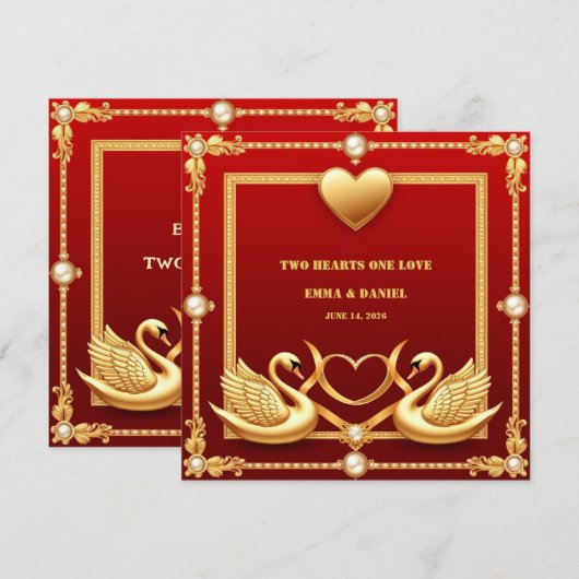 Rode Goud Zwaan Bruiloft Couple Decoratie 💍 (Voorkant / Achterkant)