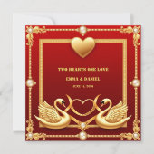 Rode Goud Zwaan Bruiloft Couple Decoratie 💍 (Voorkant)