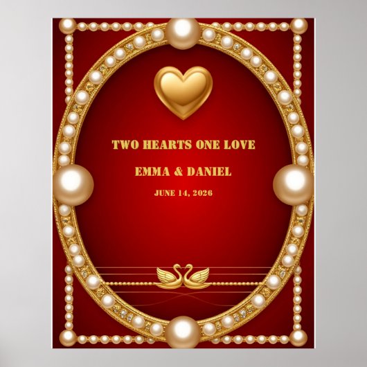 Rode Goud Zwaan Bruiloft Couple Decoratie 💍 (Voorkant)
