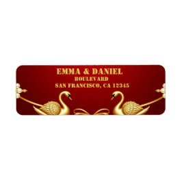 Rode Goud Zwaan Bruiloft Couple Decoratie 💍 Etiket