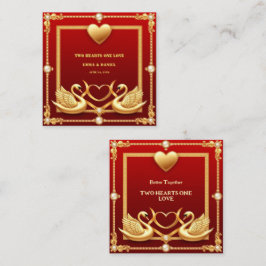 Rode Goud Zwaan Bruiloft Couple Decoratie 💍 Informatiekaartje