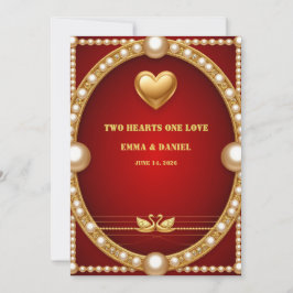 Rode Goud Zwaan Bruiloft Couple Decoratie 💍 Kaart