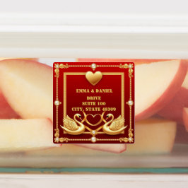 Rode Goud Zwaan Bruiloft Couple Decoratie 💍 Labels