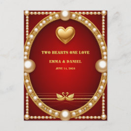 Rode Goud Zwaan Bruiloft Couple Decoratie 💍 Uitnodiging Briefkaart