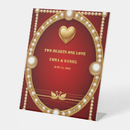 Rode Goud Zwaan Huwelijk Paar Decoratie 💍 Reclamebord Met Voetstuk