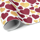 RODE GOUDE WITTE VALENTIJNSDAG HARTS CADEAUPAPIER (Rol Hoek)