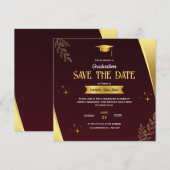 Rode Gouden Afstudeerkaart 'Save the Date' Save The Date (Voorkant / Achterkant)