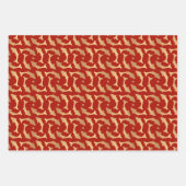 Rode Gouden Aziatische Oosterse Patroon Inpakpapier Vel (Voorkant)